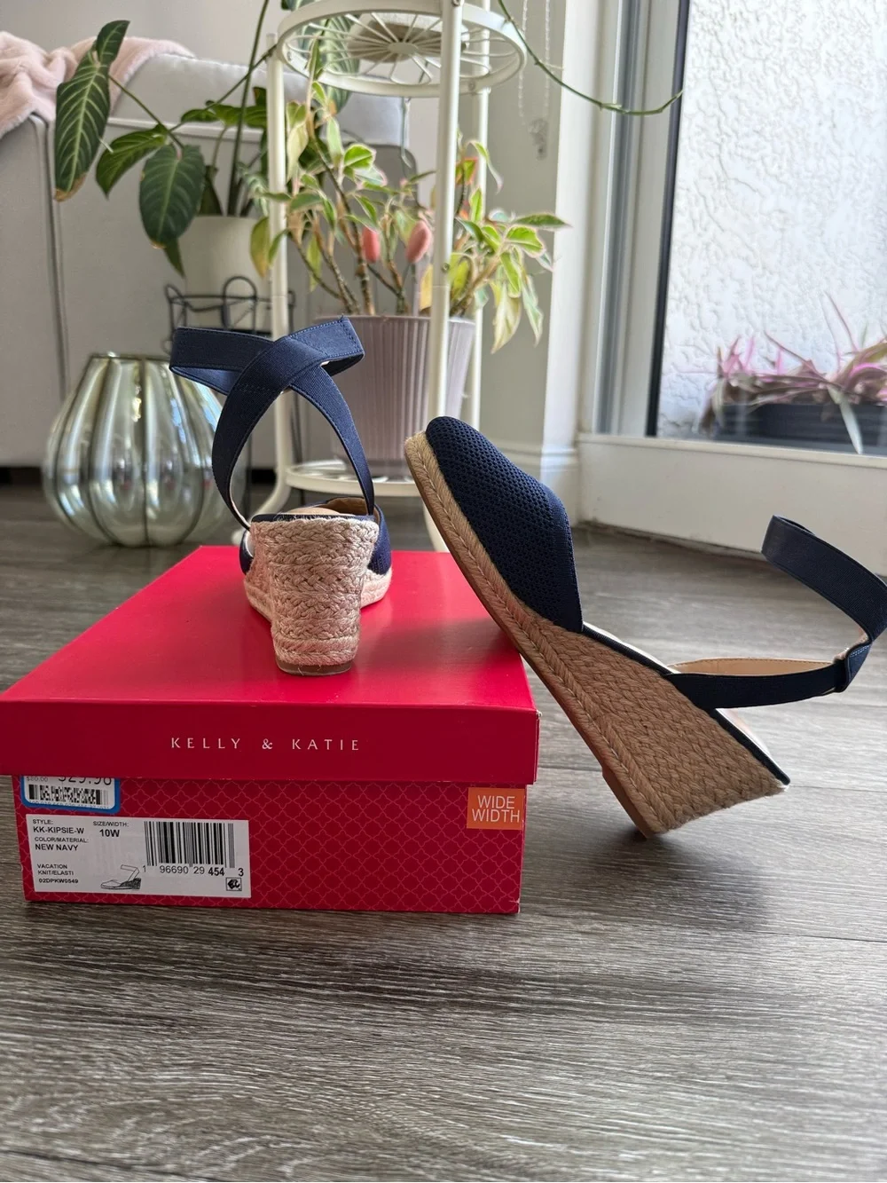 Kelly & Katie Navy Espadrille Ankle-Strap Wedges